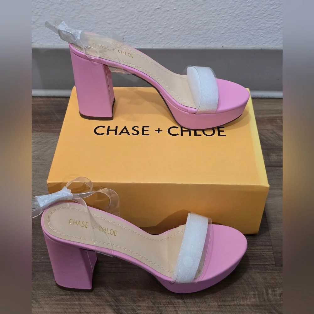 Chase + Chloe Pink Women's Heels - Picture 5 of 7